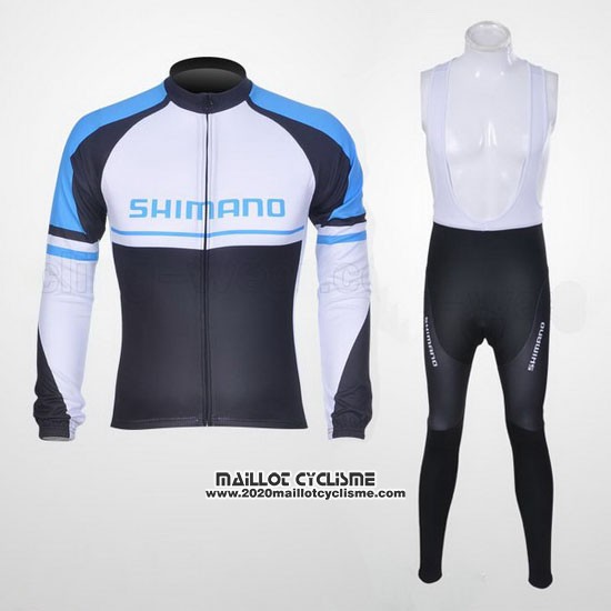 2011 Maillot Ciclismo Shimano Bleu et Blanc Manches Longues et Cuissard