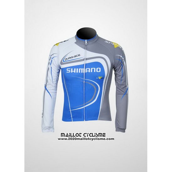 2011 Maillot Ciclismo Shimano Bleu et Gris Manches Longues et Cuissard