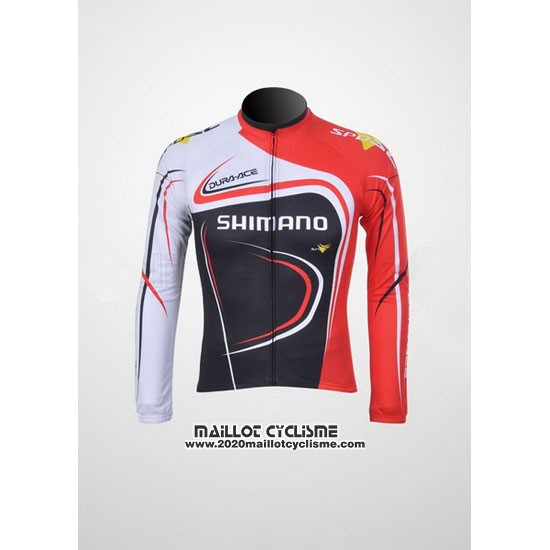 2011 Maillot Ciclismo Shimano Rouge et Noir Manches Longues et Cuissard