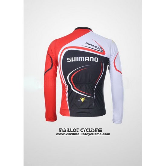 2011 Maillot Ciclismo Shimano Rouge et Noir Manches Longues et Cuissard