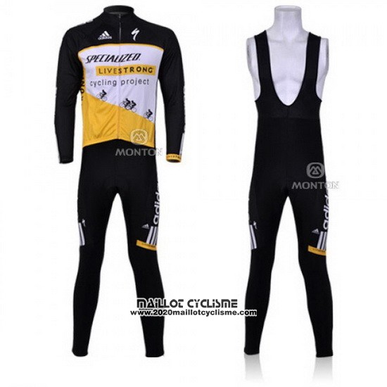 2011 Maillot Ciclismo Specialized Jaune et Noir Manches Longues et Cuissard
