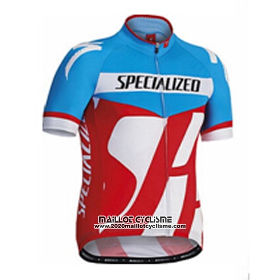 2016 Maillot Ciclismo Specialized Azur et Rouge Manches Courtes et Cuissard