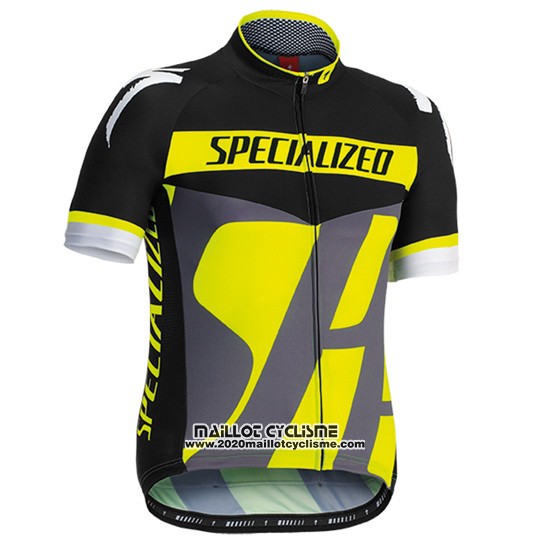 2016 Maillot Ciclismo Specialized Gris et Jaune Manches Courtes et Cuissard