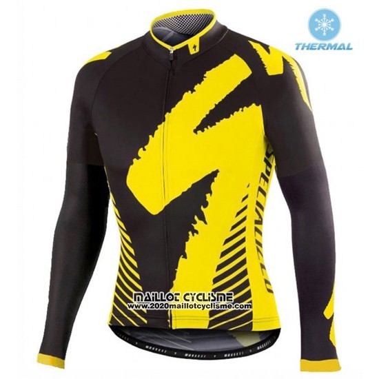 2016 Maillot Ciclismo Specialized Noir et Jaune Manches Longues et Cuissard