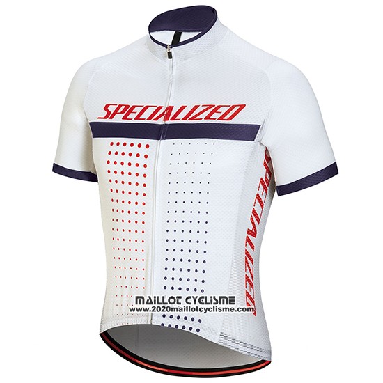 2018 Maillot Ciclismo Specialized Blanc Rouge Violet Manches Courtes et Cuissard