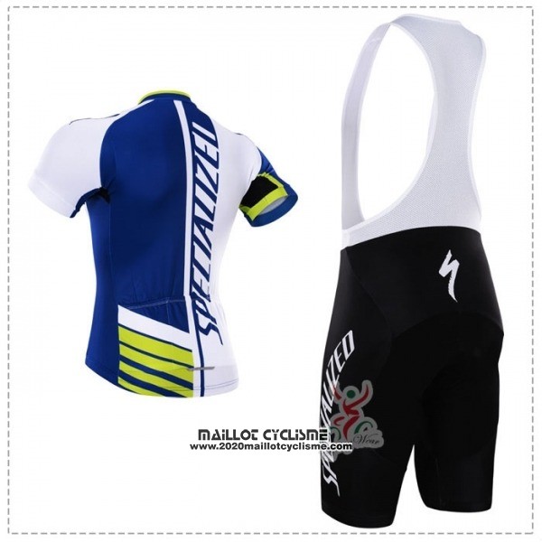 2018 Maillot Ciclismo Specialized Bleu Vert Blanc Manches Courtes et Cuissard