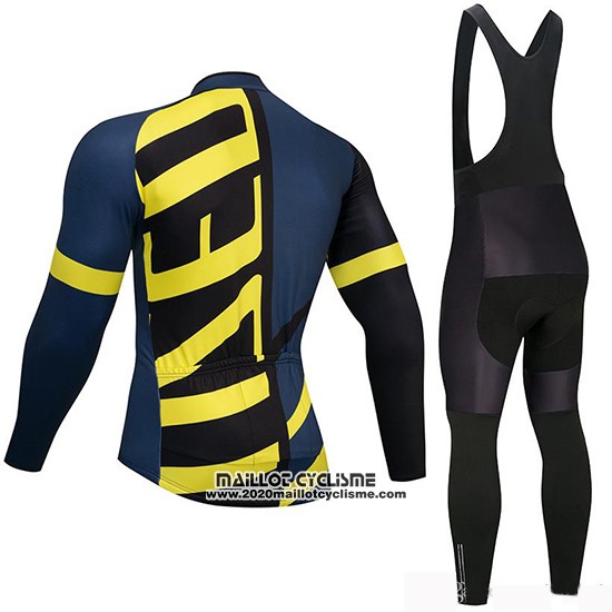 2019 Maillot Ciclismo Specialized Noir Bleu Jaune Manches Longues et Cuissard