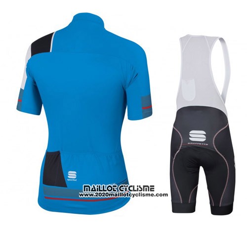 2016 Maillot Ciclismo Sportful Noir et Bleu Manches Courtes et Cuissard