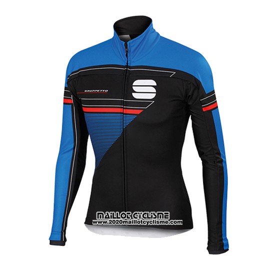 2016 Maillot Ciclismo Sportful Noir et Bleu Manches Longues et Cuissard