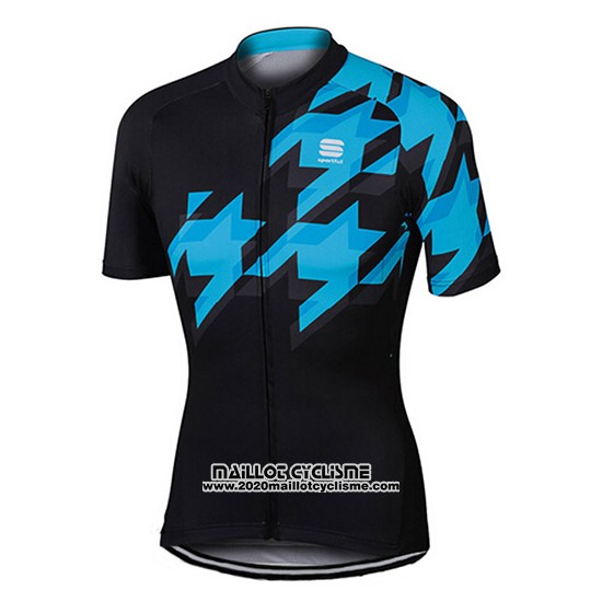 2017 Maillot Ciclismo Sportful Noir et Bleu Manches Courtes et Cuissard