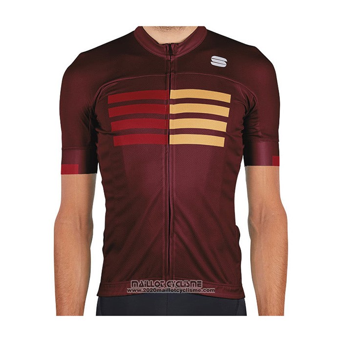 2021 Maillot Cyclisme Sportful Fonce Rouge Manches Courtes et Cuissard
