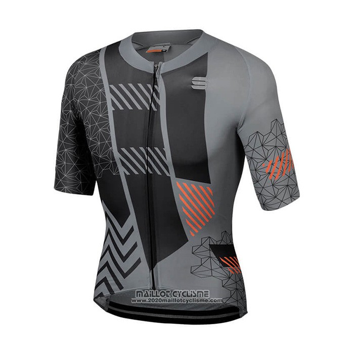 2021 Maillot Cyclisme Sportful Noir Gris Orange Manches Courtes et Cuissard