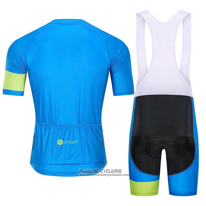 2021 Maillot Cyclisme Steep Bleu Vert Manches Courtes et Cuissard