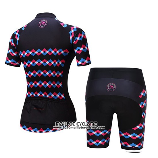 2019 Maillot Ciclismo Femme Teleyi Violet Noir Manches Courtes et Cuissard