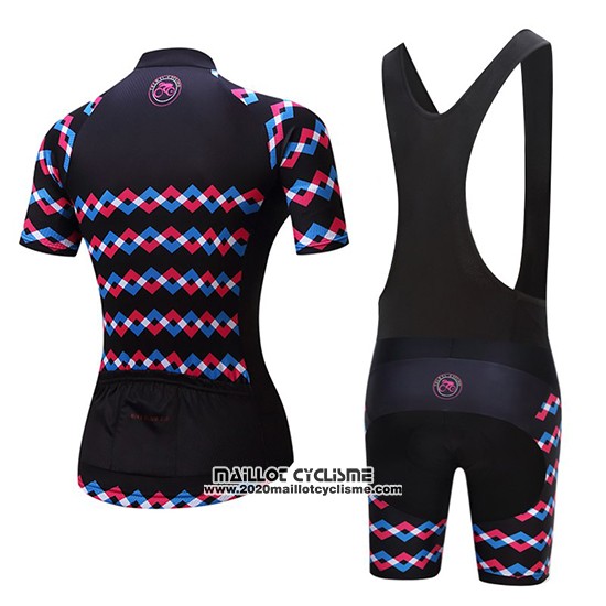 2019 Maillot Ciclismo Femme Teleyi Violet Noir Manches Courtes et Cuissard
