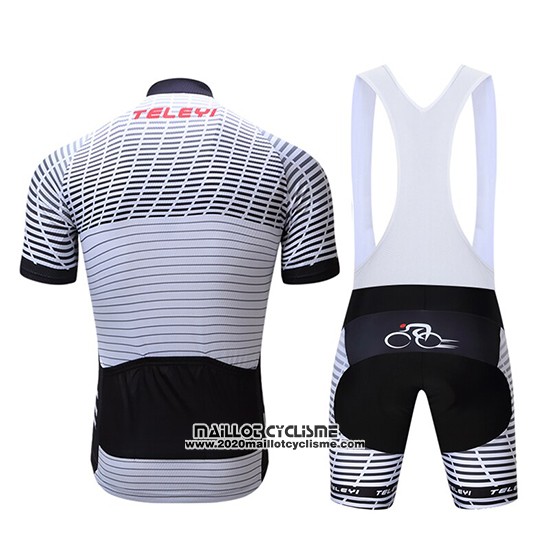 2019 Maillot Ciclismo Teleyi Bike Blanc Noir Manches Courtes et Cuissard