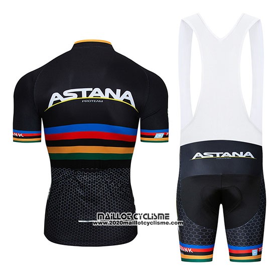 2019 Maillot Ciclismo UCI Mondo Champion Movistar Noir Blanc Manches Courtes et Cuissard
