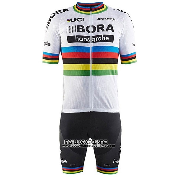 2017 Maillot Ciclismo UCI Mondo Champion Bora Blanc Manches Courtes et Cuissard