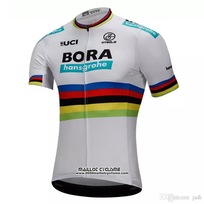 2018 Maillot Ciclismo UCI Mondo Champion Bora Blanc Manches Courtes et Cuissard