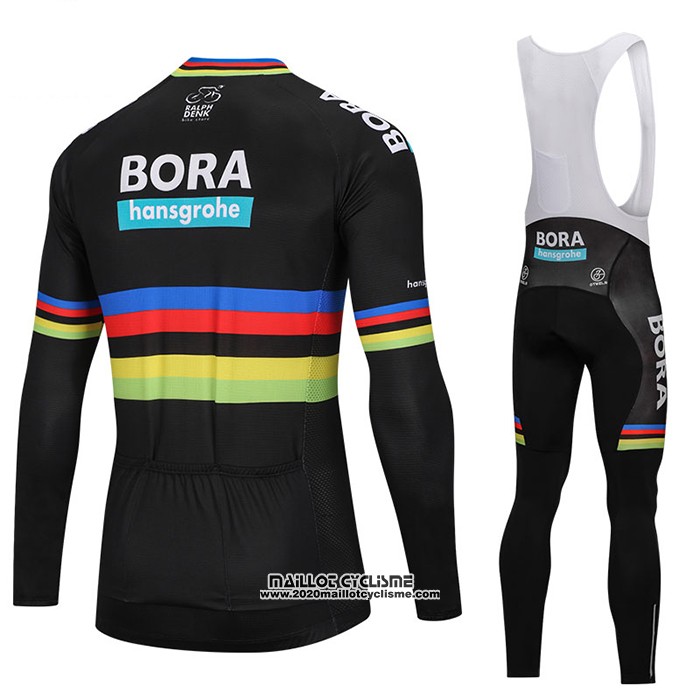 2018 Maillot Ciclismo UCI Mondo Champion Bora Noir Manches Longues et Cuissard