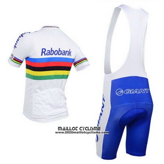 2013 Maillot Ciclismo UCI Mondo Champion Lider Rabobank Blanc Manches Courtes et Cuissard