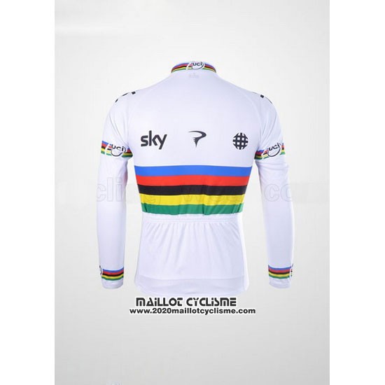 2012 Maillot Ciclismo Sky UCI Mondo Champion Noir et Blanc Manches Longues et Cuissard