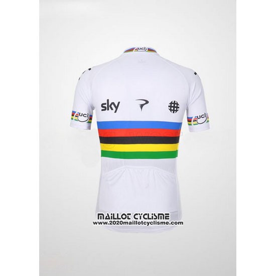 2012 Maillot Ciclismo Sky UCI Mondo Champion Rouge et Blanc Manches Courtes et Cuissard