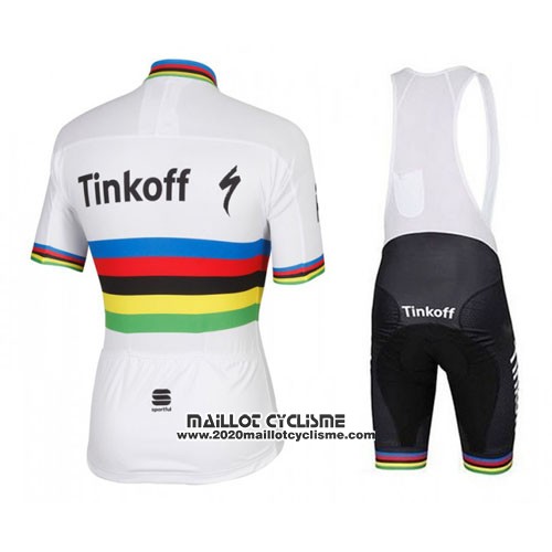 2016 Maillot Ciclismo UCI Mondo Champion Tinkoff Blanc Manches Courtes et Cuissard