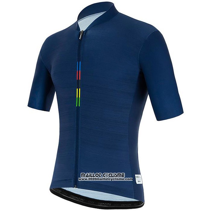 2020 Maillot Cyclisme UCI Profond Bleu Manches Courtes et Cuissard